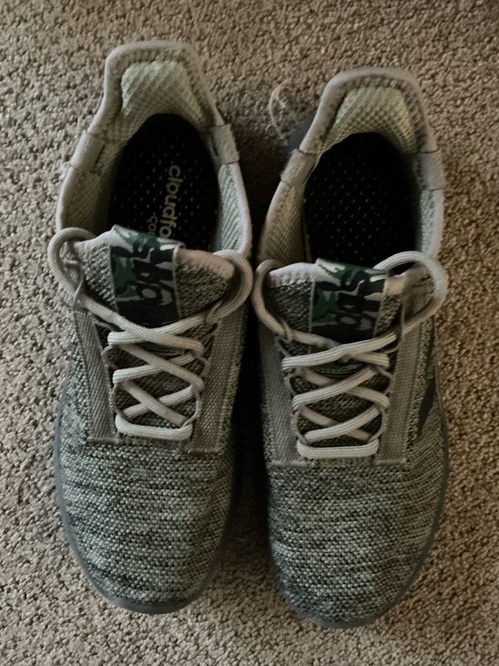 adidas Kids' Gray and Green Knit Sneakers